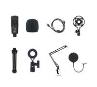 Giwnhvx Microphone USB de jeu à condensateur d'annulation de bruit pour PC Podcast Microphone avec support de perche A