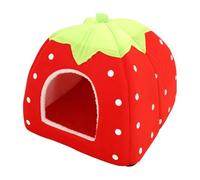 Giwnhvx Mignon Fraise Pet Chien et Chat Maison Pliable Chaud et Doux Hiver Chien Lit Chiot Chien Maison Nid Fournitures pour Animaux de Compagnie A