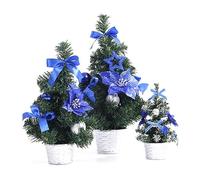 Giwnhvx Mini Arbre de Table Maison Noël Bureau Décoration Fête Ornement Famille Facile Installer Bleu