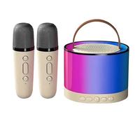 Giwnhvx Mini machine à karaoké avec 2 microphones sans fil, haut-parleur Bluetooth portable couleur crème