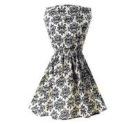 Giwnhvx Mini Robe Décontractée Imprimé Fleur O-Cou Manches de Dame avec de la Porcelaine Bleu Blanc Asiatique XL/US L