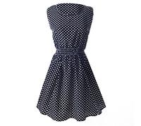 Giwnhvx Mini robe décontractée imprimée fleur O-cou manches pour femme Noir Points Asiatique L/US M