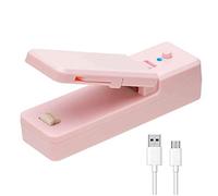 Giwnhvx Mini scelleuse de sac 2 en 1 portable rechargeable sous vide et coupeur pour sac en plastique et stockage des aliments, rose