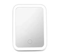 Giwnhvx Miroir de Courtoisie à LED avec Lumières, Miroir de Bureau Portable, Rechargeable par USB, Blanc