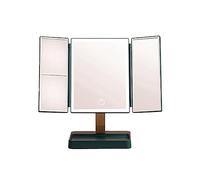 Giwnhvx Miroir de Courtoisie Grossissant 3X CosméTique 3 Miroirs de Maquillage Pliants 270 Rotation Gradateur Continu Miroirs de Table de Beauté Vert D