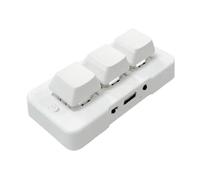 Giwnhvx MK321G Mini clavier mécanique personnalisé à 3 touches avec interrupteur bleu USB et 2,4 G sans fil double mode pour jeu OSU multimédia Blanc