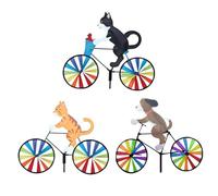 Giwnhvx Modèle de Dessin Animé de Chat et de Chien à Cheval Moulin à Vent Vélo Moulin à Vent Poteau Jardin Cour Décoration