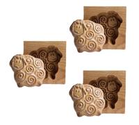 Giwnhvx Moule à biscuits en bois, moule en relief, moule à biscuits avec animaux en bois sculpté en 3D, mouton