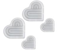 Giwnhvx Moule à Bougie en Forme de Cœur à Rayures 4 Pièces en Gel de Silice Blanc Crémeux pour Fabrication de Résine, Plâtre, Moule de Coulée en Ciment.