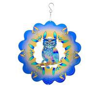 Giwnhvx Moulin à Vent 3D Hibou Bleu 12 Pouces, Découpé au pour Jardin, Moulin à Vent Suspendu en Métal Cinétique, Décoration Intérieure/Extérieure, Art Déco,