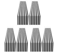 Giwnhvx Nappe décorative de table en polyester à rayures pour intérieur, extérieur, dîner en famille (blanc et noir, lot de 6)