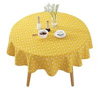 Giwnhvx Nappe ronde en coton et lin de 150 cm - Jaune