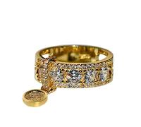 Giwnhvx New Plaqué Disc Ring Magnifique Rond Blanc Strass Bague De Fiançailles De Mariage De la Mode des Femmes À la Main ou 7