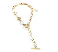 Giwnhvx Nouveau Collier Collier de Perles Baroques en MéTal ChaîNe de Clavicule ÉPaisse pour Femmes/Filles de FêTe Cadeaux de Mode