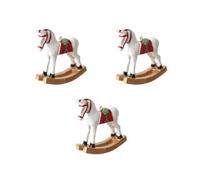 Giwnhvx Nouveau Pendentif Cheval à Bascule Tridimensionnel Décoration d'arbre Pendentif Décoration Rétro Blanc