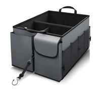 Giwnhvx Organiseur de coffre de voiture, organisateur de voiture de grande capacité, organisateur de coffre pliable en polyester pour SUV et berlines, gris