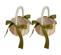 Giwnhvx Panier de Fleurs à Main en Perles, Panier en Osier, Panier de Fleurs Souvenirs, Accessoires Photo