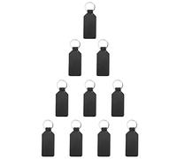 Giwnhvx Paquet de 10 éBauches de Sublimation Porte-CléS Paillettes PU Porte-CléS en Cuir Bricolage Porte-CléS de Transfert de Chaleur (Rectangle Noir)