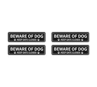 Giwnhvx Paquet de 4 Panneaux MéFiez-Vous des Chiens, Panneau MéTallique en Aluminium .040 Antirouille de 12 X 3 Pouces, RéFléChissant, RéSistant à la DéColoration, ProtéGé Contre Les UV
