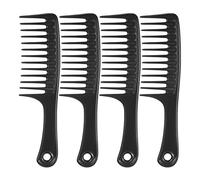 Giwnhvx Paquet de 4 Peignes en Noir, Peignes à Manche Rond, Peignes de DéMêLage en Salon, Peigne à Dents Larges en Noir