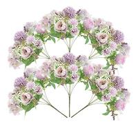 Giwnhvx Paquet de 6 Fleurs Artificielles, Faux Fausse Pivoine Soie Hortensia Oeillets en Plastique Marguerite Arrangements de Fleurs RéAlistes