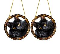 Giwnhvx Pendentif chat noir tendance en acrylique - Décoration de fenêtre - Porche avec pendentif - Décoration extérieure