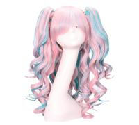 Giwnhvx Perruque de Cosplay 80cm Anime, Clips Couleur Bouclée, Cheveux Naturels Haute Température, Multicolore, Style Européen et Américain, pour Halloween