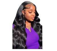 Giwnhvx Perruques en Dentelle Ondulée de 26 Pouces, Cheveux Humains Pré-Épilés avec des Cheveux de, Perruques Sans Colle, Cheveux Humains