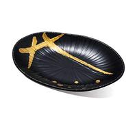 Giwnhvx Plat ovale en mélamine noire givrée en relief imitation porcelaine pour barbecue (noir)