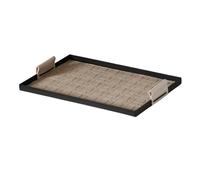 Giwnhvx Plateau de rangement tressé plateau de rangement de bureau en plateau de rangement pour cosmétiques, clés, bijoux plateau en métal rectangulaire