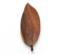 Giwnhvx Plateau de service, adapté pour les repas, salades et pain, plateau fait main avec feuilles, petit (nervures fines des feuilles)