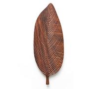 Giwnhvx Plateau de service, adapté pour repas, salades et pain, plateau fait main avec feuilles, grain des feuilles