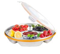 Giwnhvx Plateau de service divisé avec couvercle - Plateau à légumes réutilisable avec couvercle et plateau à snack, 6 compartiments, 25,4 cm, 170 g