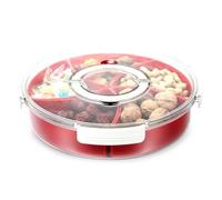 Giwnhvx Plateau de service pour snack divisé avec poignée sur le couvercle, boîtes à collations en plastique à 5 compartiments avec couvercle, plateau pour