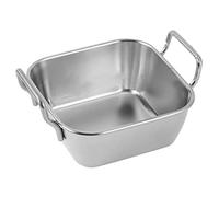 Giwnhvx Plateau de stockage des aliments en acier inoxydable - Double oreilles - Poulet frit - Assiette carrée - Plateau de fruits - Présentoir de nourriture - Outils de cuisine, A