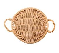 Giwnhvx Plateau en rotin avec poignées, plateau de rangement pour fruits et collations, plateau en tissu, décoration pour la maison, plateau de service pour petit-déjeuner