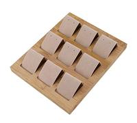 Giwnhvx Plateau porte-cartes pour boucles d'oreilles en bois 9 pièces pour accessoires couleur crème
