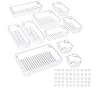 Giwnhvx Plateaux de rangement pour tiroirs de bureau de 10 pièces, boîtes de rangement polyvalentes de 5 tailles, organisateurs de maquillage pour cuisine, commode de salle de bain, bureau