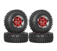 Giwnhvx Pneu de roue Beadlock en métal de 4 pièces 55 mm 1,0 pouce pour 1/18 1/24 RC Crawler Car TRX4M SCX24 Accessoires pour pièces de mise à niveau rouge