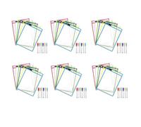 Giwnhvx Poches Réutilisables Effaçables un Sec, 36 enveloppes Réutilisables Effaçables un Sec, Film de Protection dans les Couleurs Assorties, Manches De Poche Effaçables Un Sec