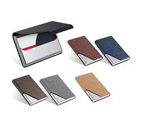 Giwnhvx Porte-Cartes de Visite 6 PièCes avec éTui MagnéTique en Cuir PU pour Cartes de Visite en Acier Inoxydable Porte-Cartes Rigide