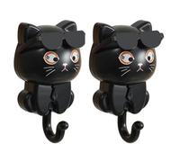 Giwnhvx Porte-clés en forme de chat mignon, porte-clés chat, crochet pour manteau chaton, crochet mignon à lunettes de soleil pour chat, crochet mural noir