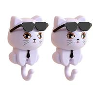 Giwnhvx Porte-clés en forme de chat mignon, porte-clés chat, crochet pour manteau chaton, crochet mignon avec lunettes de soleil pour chat, crochet mural pour manteau