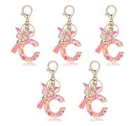 Giwnhvx Porte-Clés Lettre Rose à la Mode de Type C, Pendentif Papillon en Cristal Époxy