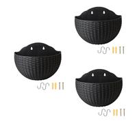 Giwnhvx Pots de fleurs muraux noirs pots de fleurs muraux pots de fleurs pour clôture semi-circulaire avec crochets de drainage
