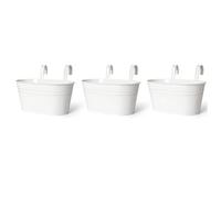 Giwnhvx Pots de fleurs suspendus, pots de fleurs muraux en métal et pour garde-corps, balcon, jardin, décoration intérieure (blanc) 3 pièces
