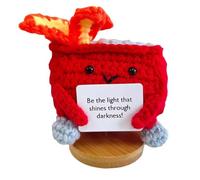 Giwnhvx Poupée au crochet inspirée à la main, poupée positive, poupée au crochet, cadeau d'anniversaire pour femmes, Noël, rouge