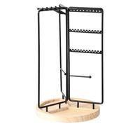 Giwnhvx Présentoir à bijoux pivotant présentoir pour bijoux en métal, avec plateau inférieur, organisateur pour tour de bijoux (Noir)