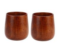 Giwnhvx Primitive Lot de 2 tasses en bois naturel faites à la main pour petit déjeuner, bière, lait, thé