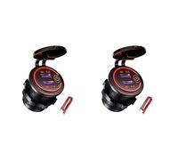 Giwnhvx QC 3.0 Lot de 2 prises de charge double USB étanches 12 V/24 V avec interrupteur tactile pour voiture, bateau, camping-car, moto Rouge